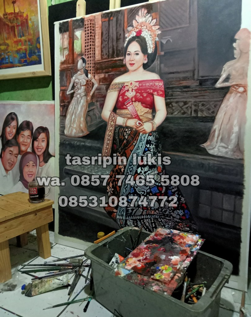 Jasa lukis wajah di kanvas cat minyak